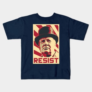 Winston Churchill Resist Retro Propaganda Kids T-Shirt